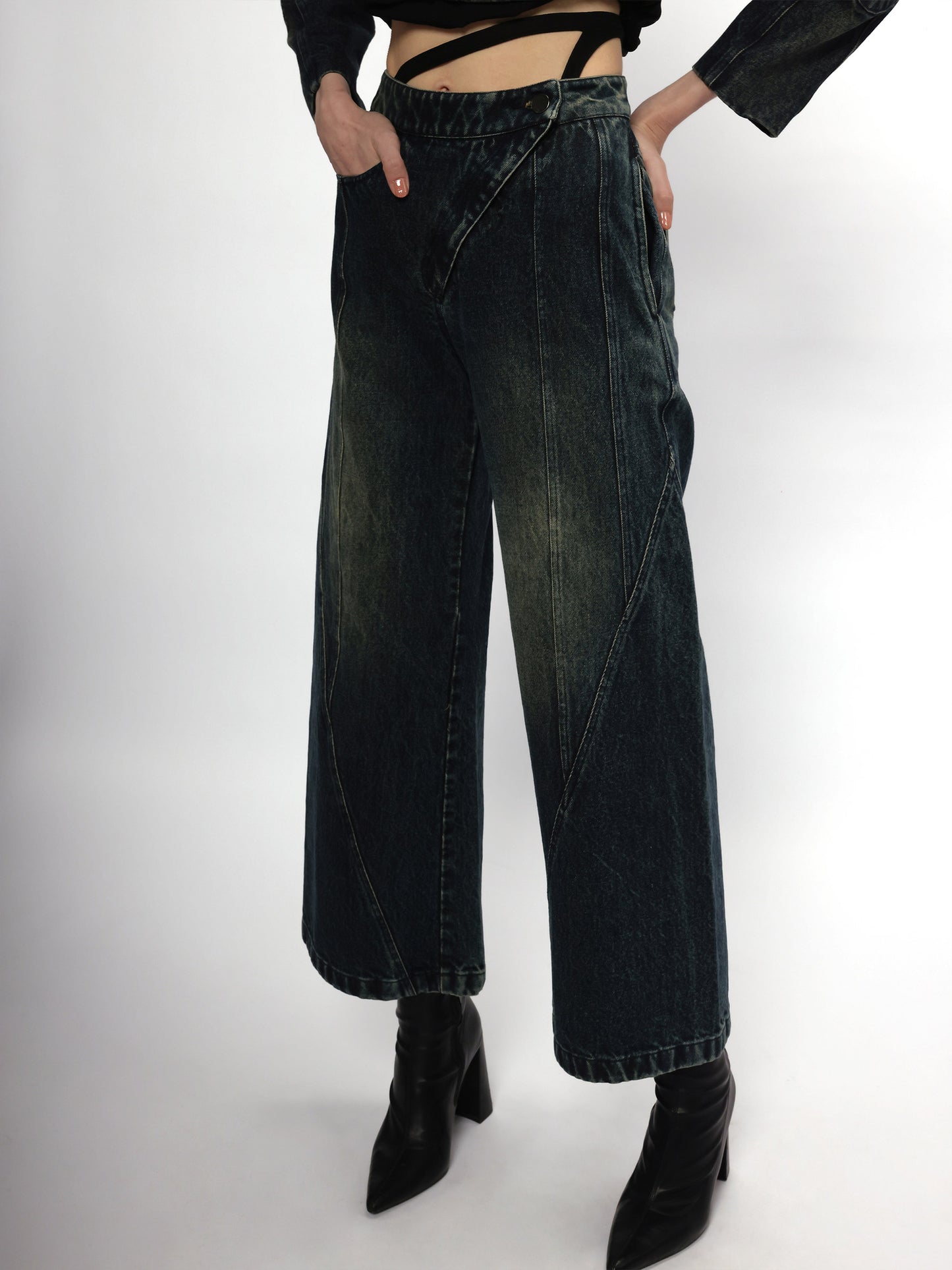 Asymmetrical Denim Pants