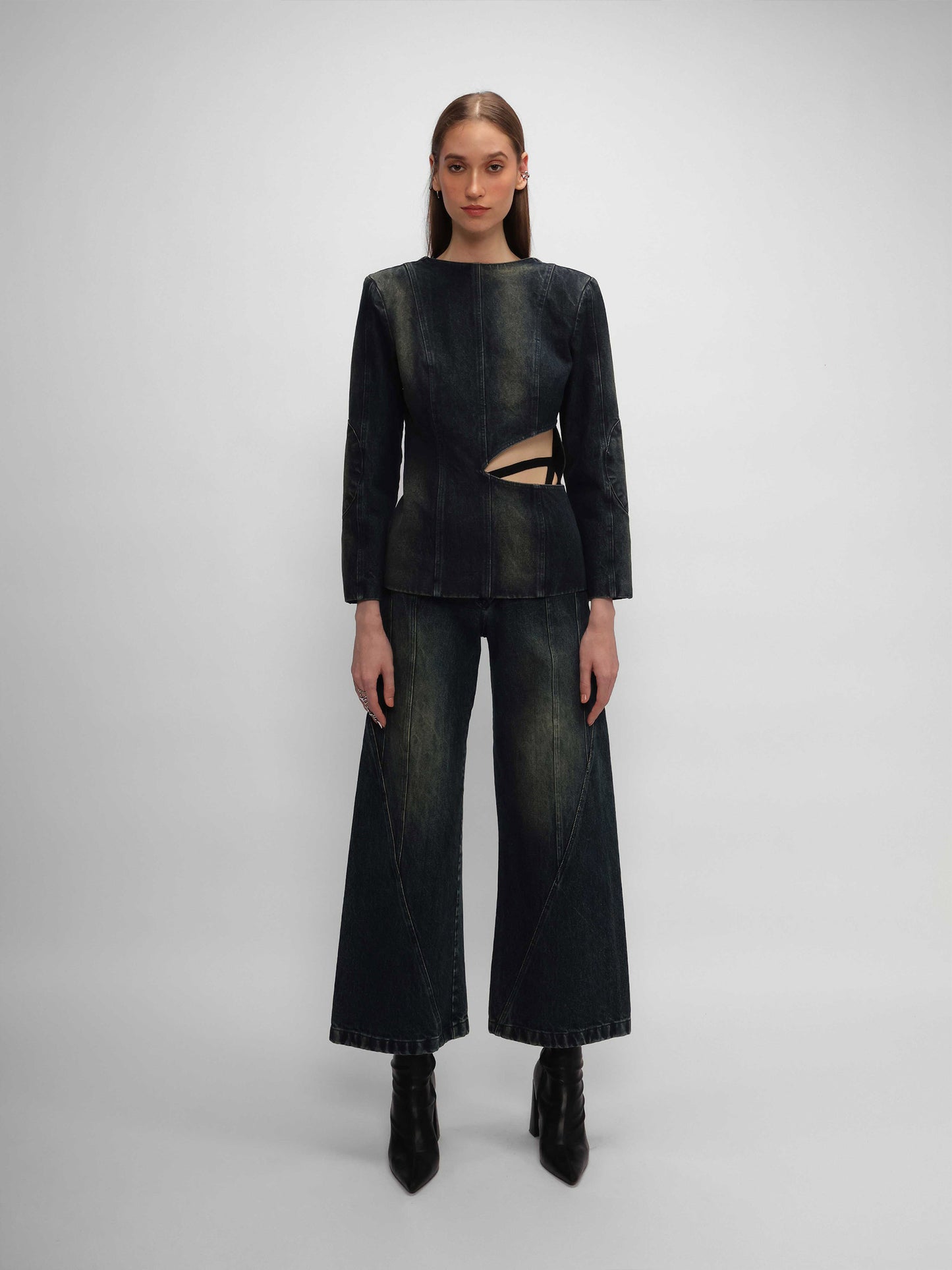 Asymmetrical Denim Pants