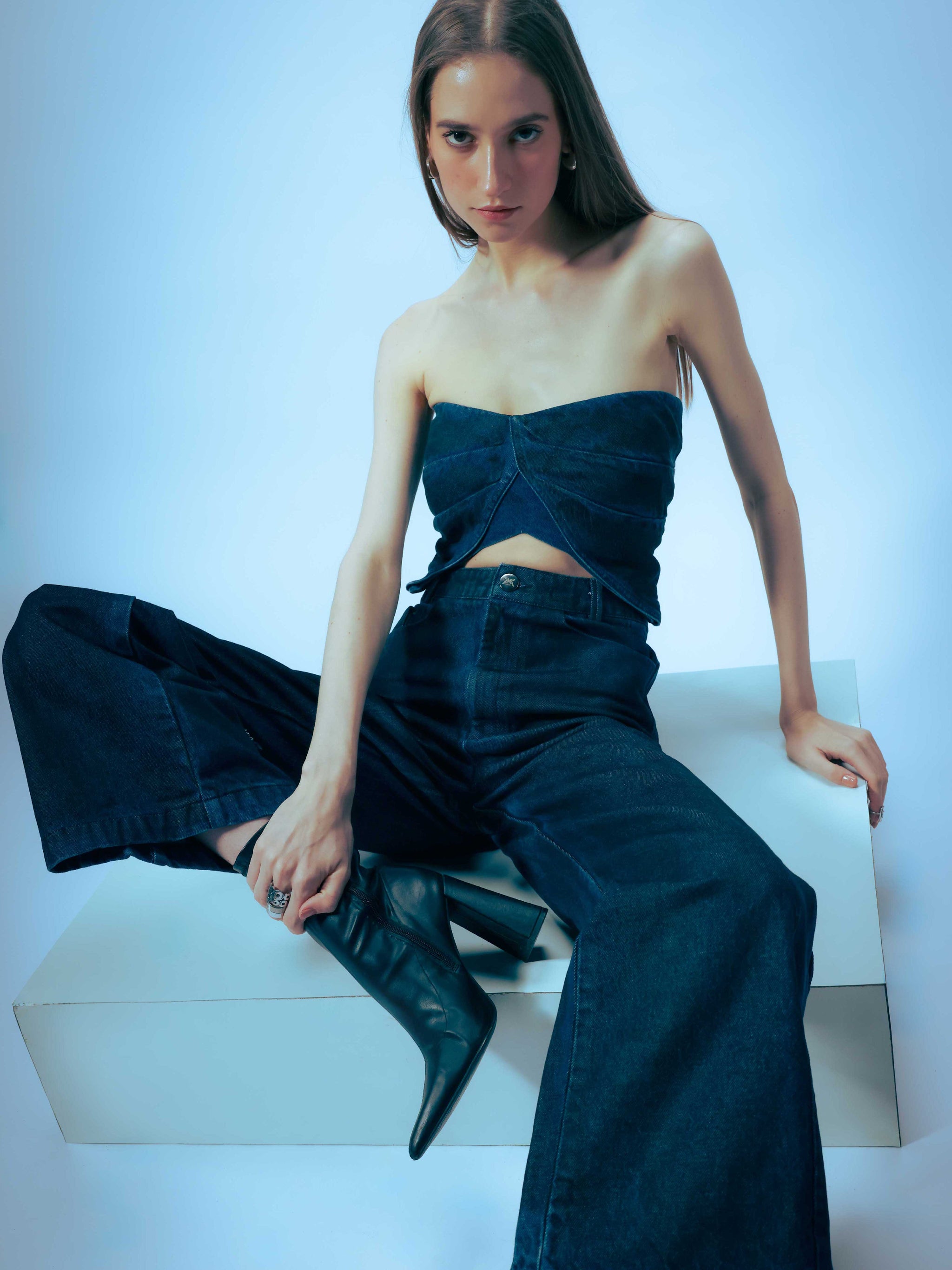 Butterfly Drape Denim Top