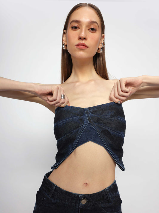 Butterfly Drape Denim Top