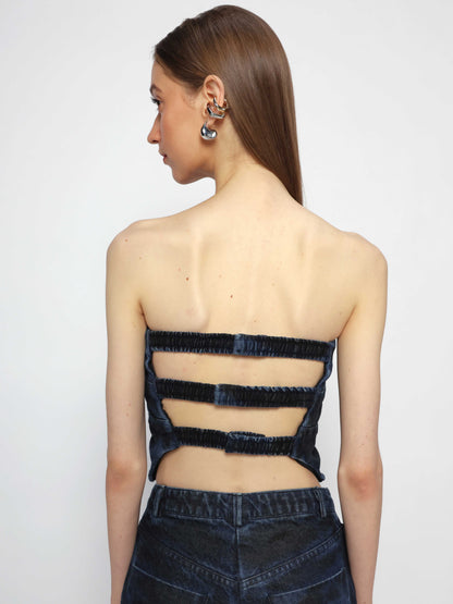 Butterfly Drape Denim Top