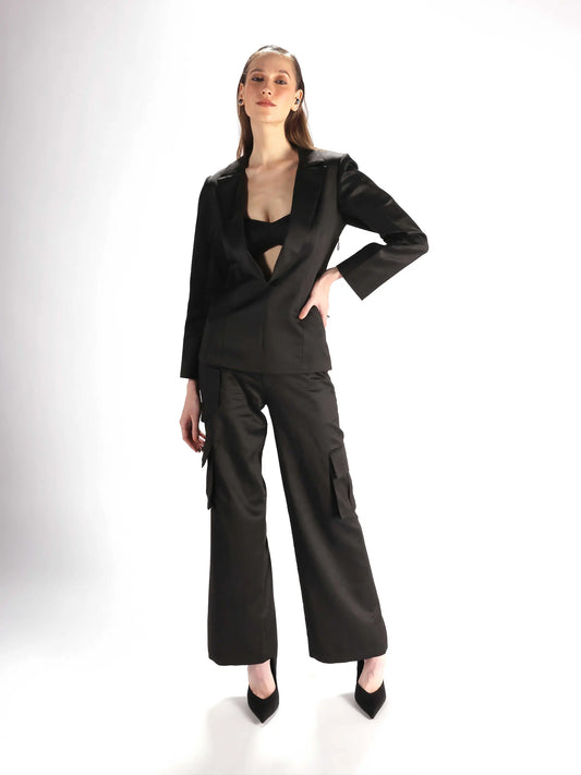 Cowl Blazer Set