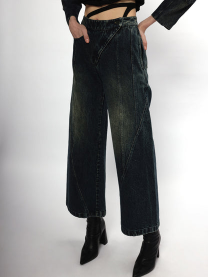 Asymmetrical Denim Pants