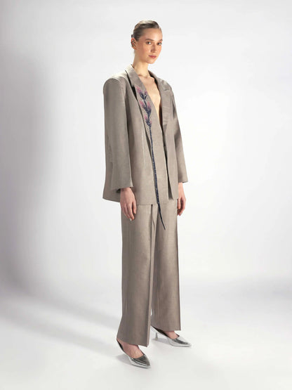 Hanging Lapel Embroidered  Blazer