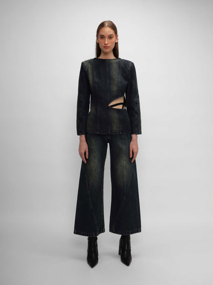 Asymmetrical Denim Pants