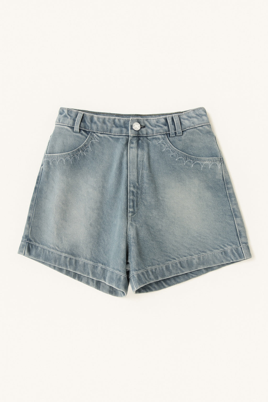 Eyes Denim Shirt and Shorts Set