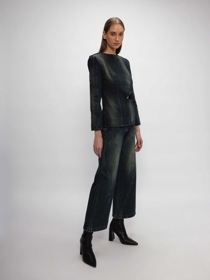 Asymmetrical Denim Pants