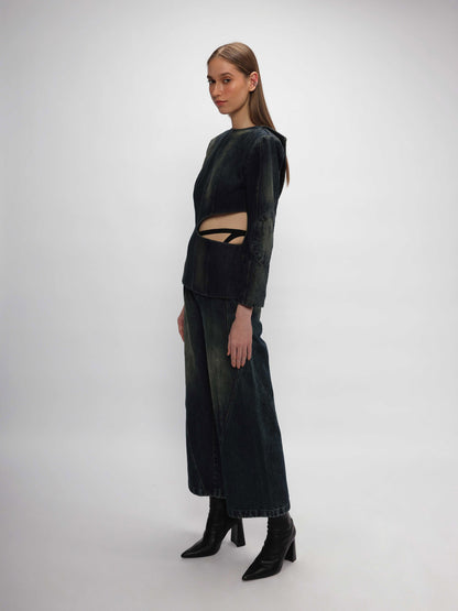 Asymmetrical Denim Pants