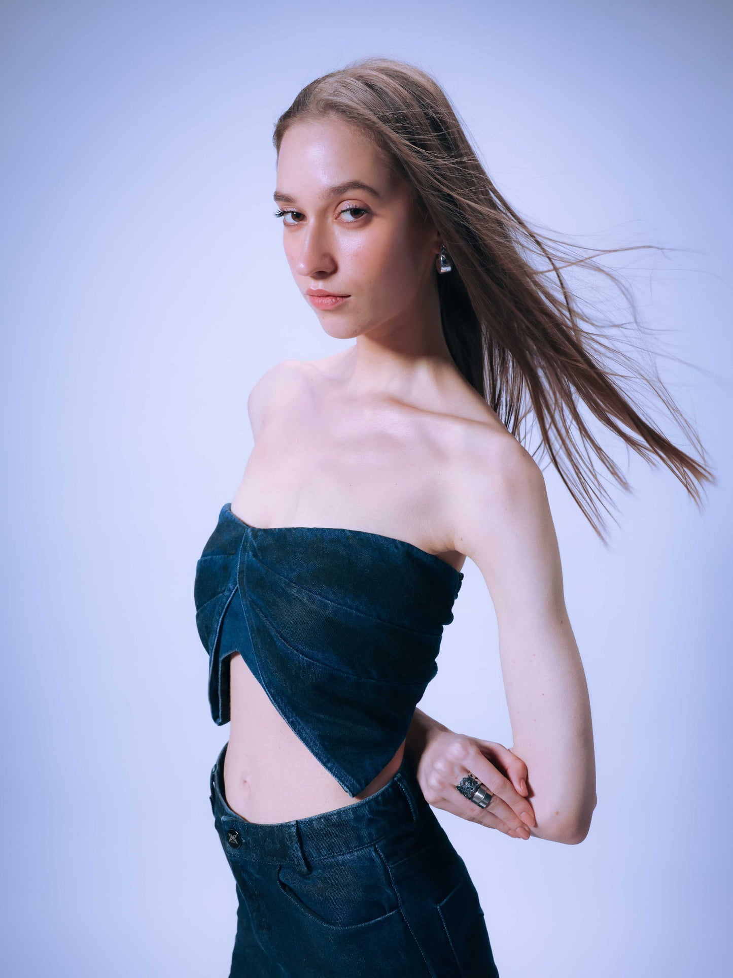 Butterfly Drape Denim Top