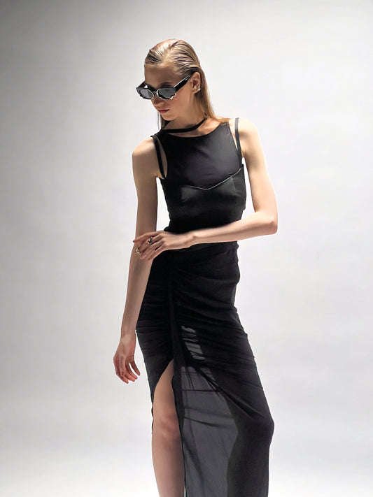 Silk Set- Bodysuit, Drape Skirt and Bralet