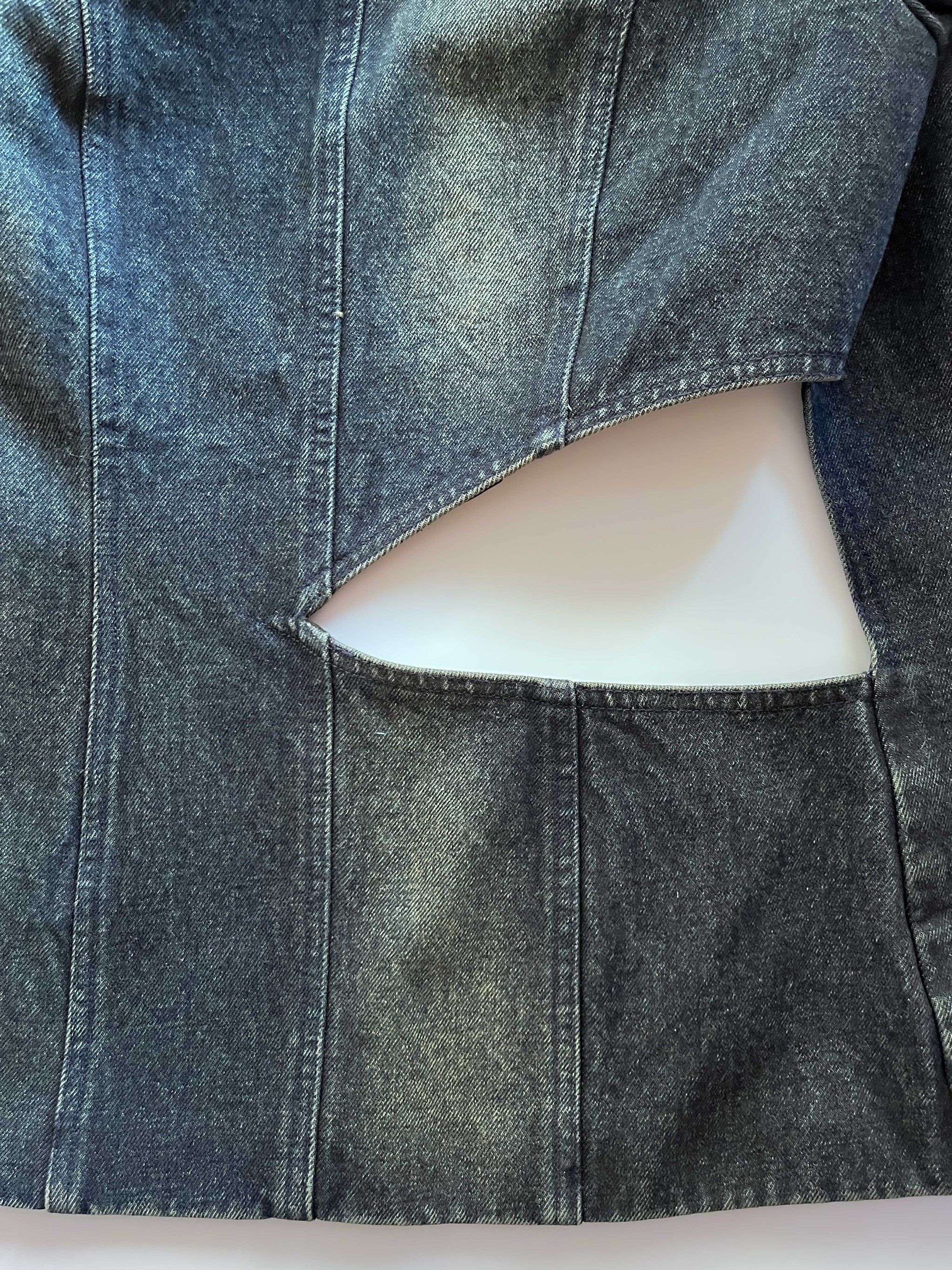 Denim Blazer with Open Back